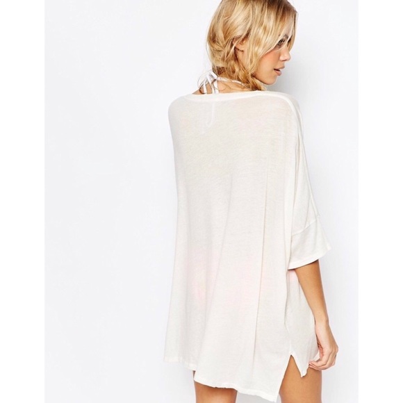 WHITE COVER UP COCONUT BIKINI BEACHWEAR Pool Shirt CU7115 - Picture 4 of 4